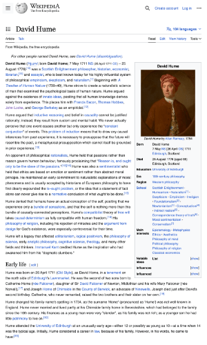 Wikipedia page about David Hume embedded in Housing360 Canvas