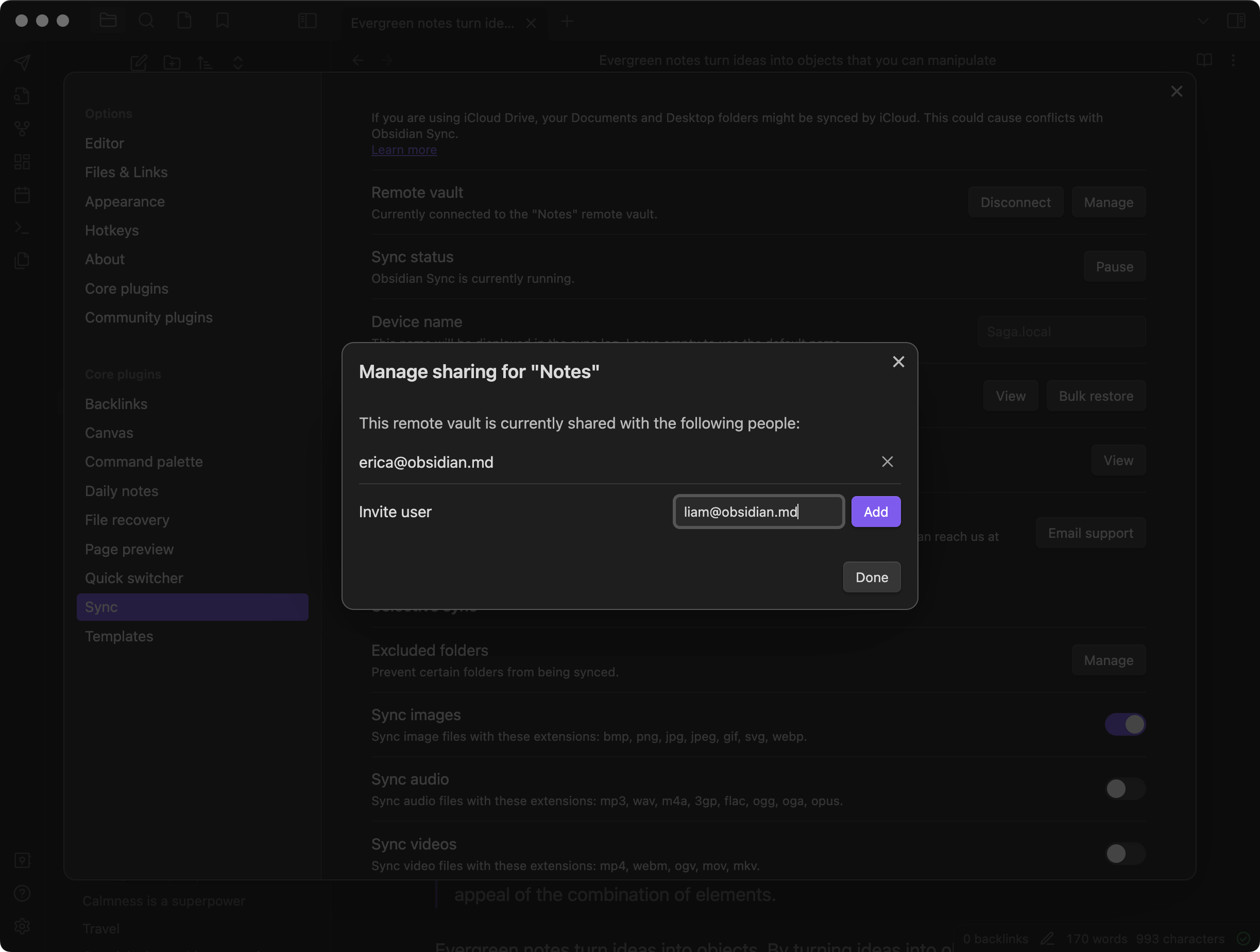 Screenshot of Housing360 app showing the process to share a vault